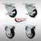Service Caster 3.5 Inch SS Black Polyurethane Top Plate Caster Set with 2 Brake 2 Rigid SCC SCC-SS20S3514-PPUB-BLK-TLB-2-R3514-2 - alternate 1